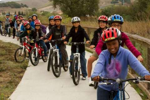 Students biking at summer camp